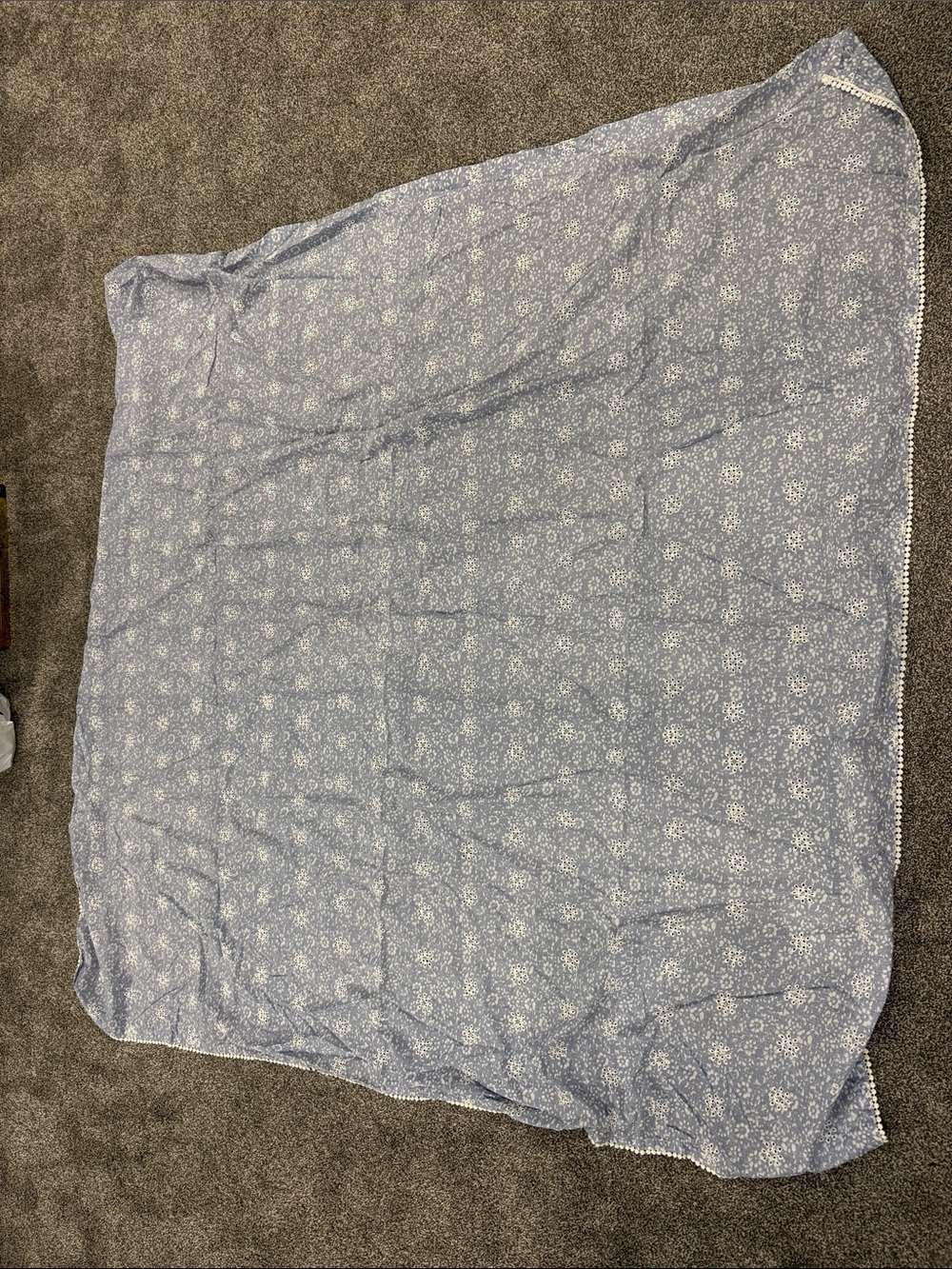 Light Blue Floral eyelet curtain -2